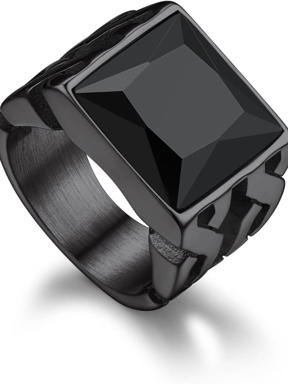 Men's Timeless Stainless Steel Signet Ring with Cubic Zirconia - Stylish Jewelry